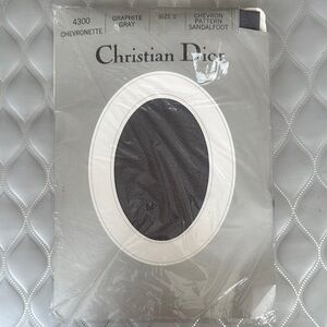 💕Christian Dior Vintage Graphite Gray Chevronette Nylons 2 NWT